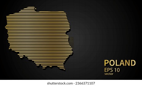  Vektorgold Karte Polens, futuristische moderne Website Hintergrund oder Titelseite .
