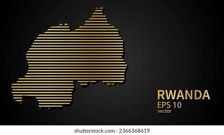 Vector gold map of Rwanda, futuristic modern website background or cover page .