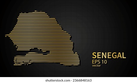  Vector gold map of Senegal, futuristic modern website background or cover page .