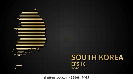  Mapa de oro vectorial de Corea del Sur, fondo futurista moderno de sitio web o portada .