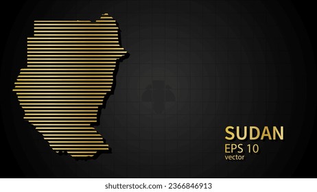  Mapa de oro vectorial de Sudán, fondo futurista moderno del sitio web o portada .