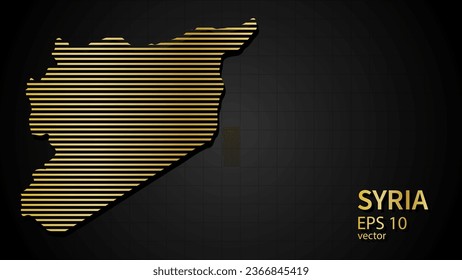  Vector gold map of Syria, futuristic modern website background or cover page .