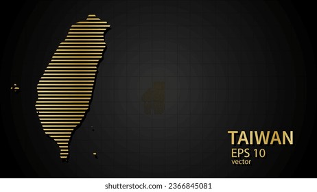  Vector gold map of Taiwan, futuristic modern website background or cover page .