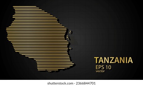  Vectorgold Karte von Tansania, futuristische moderne Website Hintergrund oder Titelseite .