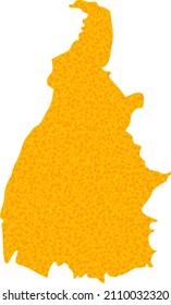 Vector Gold map of Tocantins State. Map of Tocantins State is isolated on a white background. Gold items pattern based on solid yellow map of Tocantins State.