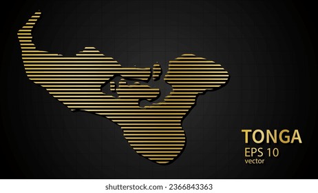  Vector gold map of Tonga, futuristic modern website background or cover page .