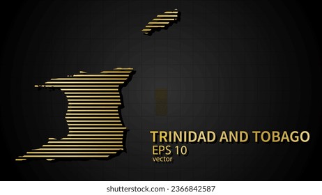  Vector gold map of Trinidad and Tobago, futuristic modern website background or cover page .
