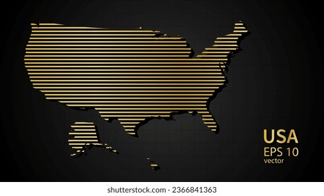  Vektorgold-Karte der USA, futuristische moderne Website-Hintergrund oder Titelseite .