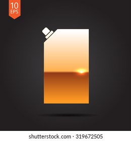 Vector gold mayonnaise plastic package icon on dark background 