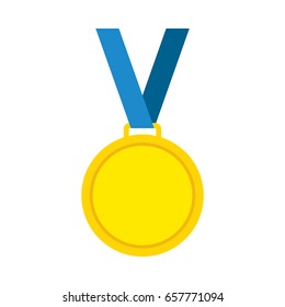 Vector gold medal with blue ribbon