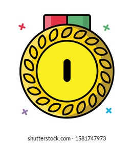 Vector gold medal icon filled outline.