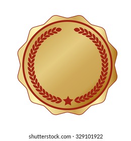 Vector gold medal and laurel  on white  background