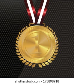 Vector gold medal and laurels