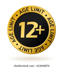 vector gold medal with symbol of age limit