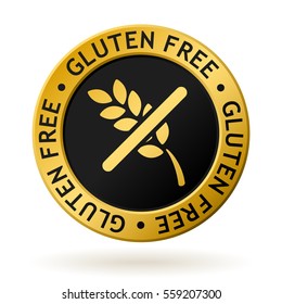 vector gold medal with symbol of gluten free