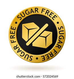 vector gold medal with symbol of sugar free