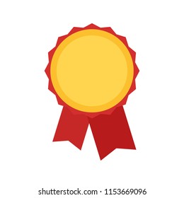 Vector gold medal. Trendy flat style. Simple design. Icon symbol or pictogram of high, premium quality. Winner, first place. Template for web app and other designs. Isolated on white background. 