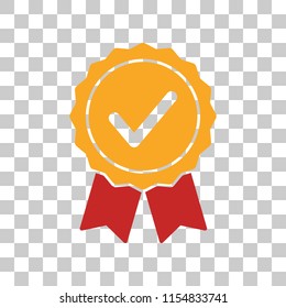 Vector gold medal. Trendy flat style. Simple design. Icon symbol or pictogram of high premium quality. Winner, first place. Template for web app and other designs. Isolated on transparent background. 
