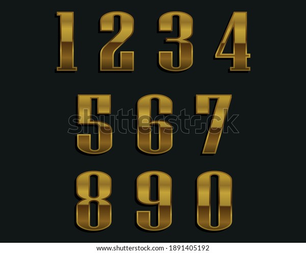 Vector Gold Metal Numbers Set Stock Vector (Royalty Free) 1891405192 ...
