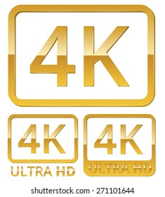 Vector gold metal Ultra HD 4K icons  set