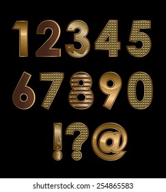 Vector gold metallic font, digits