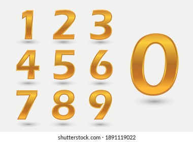 Vector gold metallic numbers set.