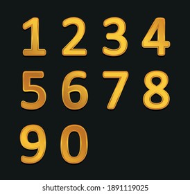 Vector Gold Metallic Numbers Set.