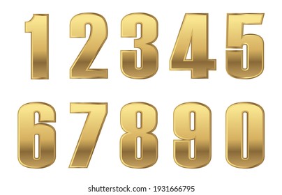 Vector Gold Metallic Numbers Set.