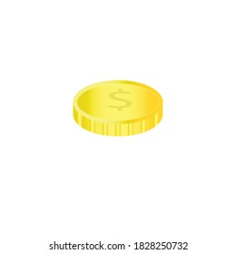 Vector Gold money coin on white background.