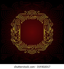Geometrische Vector Gold Mono Line Stil Schriftart für Design Text, Slogan, Vorlage oder Werbung. Golden Monogram Design Elemente für Einladung, Postkarte, Badges oder Werbung. Buchstabe O