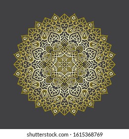 Vector Gold Monochromatic Mandala Illustration
