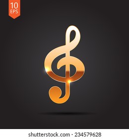 Vector gold music icon isolated on dark background. Eps10