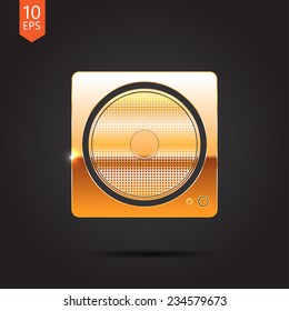 Vector gold music icon isolated on dark background. Eps10