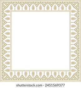 ornamento folclórico nativo americano de oro de Vector. Patrón cuadrado, bufanda de los pueblos de América, azteca, incas, mayas