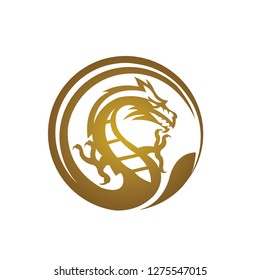 Vector Gold Nature Dragon Logo