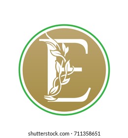 Vector Gold Nature Leaf Park Letter E Logo