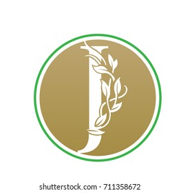Vector Gold Nature Leaf Park Letter J Logo