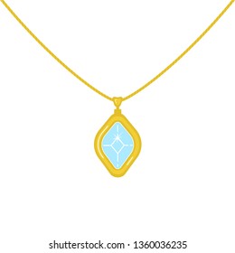 Vector gold necklace with diamond on the white background