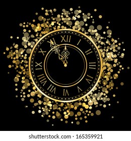 Vector Gold New Year Clock