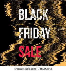 vector gold noise glitch black friday sale discount decoration abstract modern advertising banner template dark background
