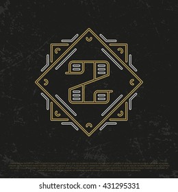 Vector Gold Number 2. Sign Two. Second monogram