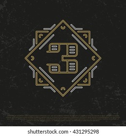 Vector Gold Number 3. Sign Three. Third monogram