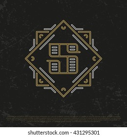 Vector Gold Number 5. Sign Five. Fifthly monogram. 