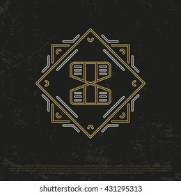 Vector Gold Number 8. Sign Eight. Eighth monogram. 