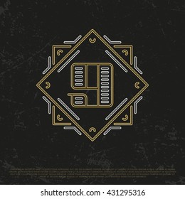 Vector Gold Number 9. Sign Nine. Ninthly monogram