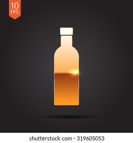 Vector gold olive oil bottle template on dark background 