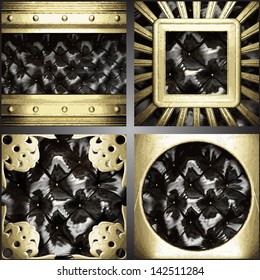 vector gold on fabric background set