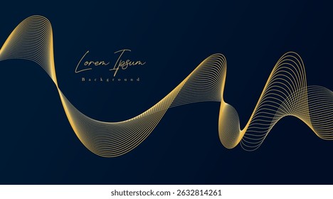 Vector gold on gold line wave abstract pattern, elegant luxury design background, flow curve dynamic banner