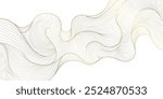 Vector gold on white line wave pattern, geometric curve premium design, japanese style poster. Abstract swirl shape graphic