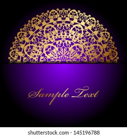 Vector gold ornament on purple background